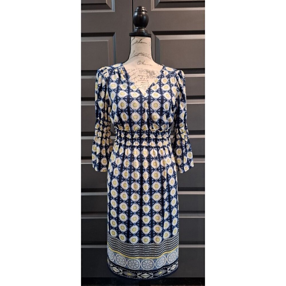 Max Edition Blue Print Dress/Pre-owned, Size Large EUC